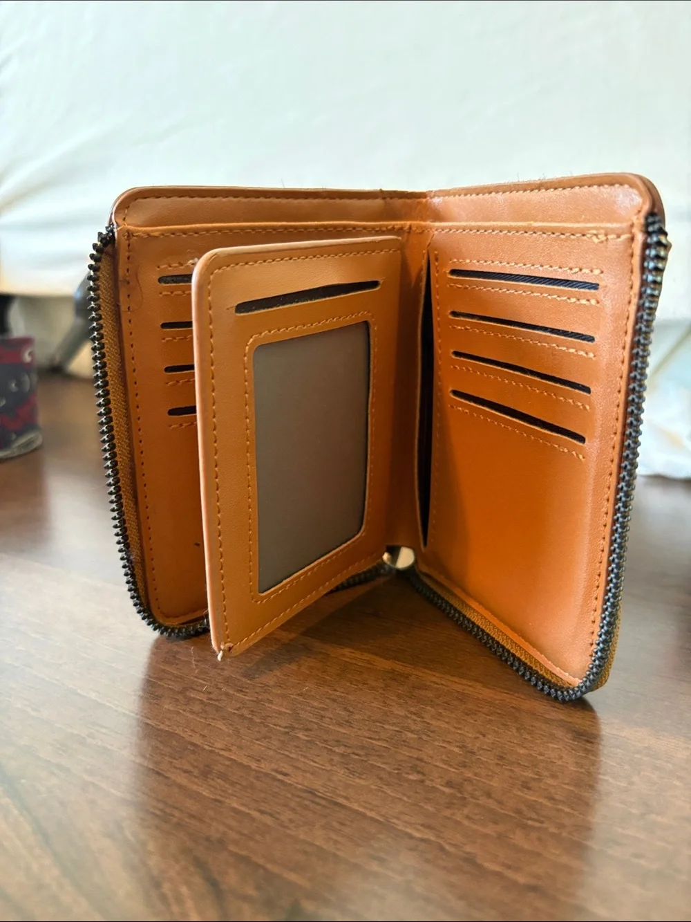 Tan Leather Zip Wallet for Men